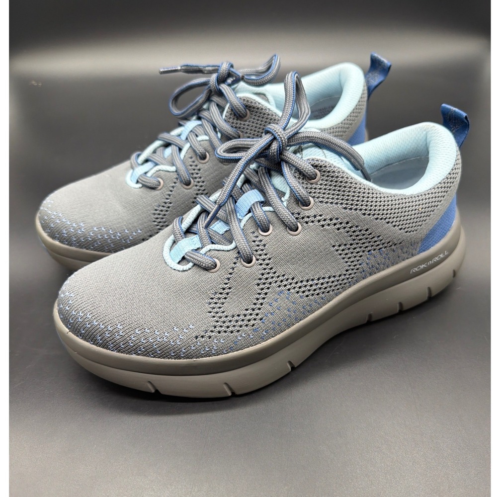 Alegria ROK n ROLL Grey Blue Knit Slip Resistant Walking Sneakers RRRO-7620 38